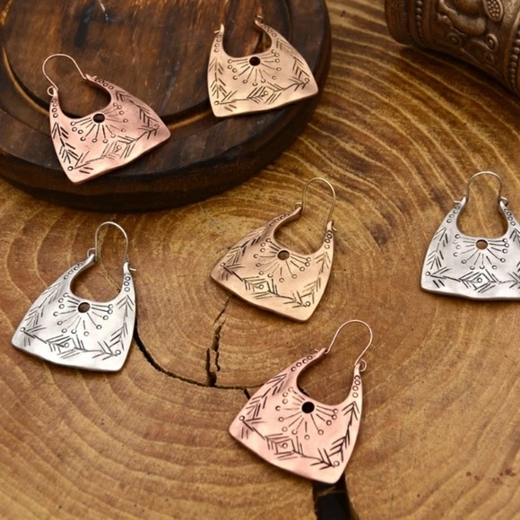 Boho Silver Dangle Earrings - Picture 4 of 4